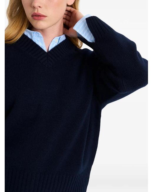 Pringle of Scotland Blue V-Neck Cashmere Sweater