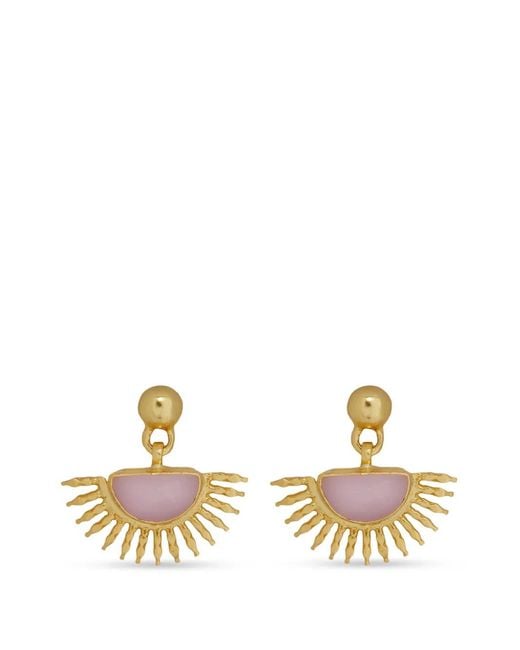 Ottoman Hands Metallic Sunrise Rose Quartz Drop Earrings