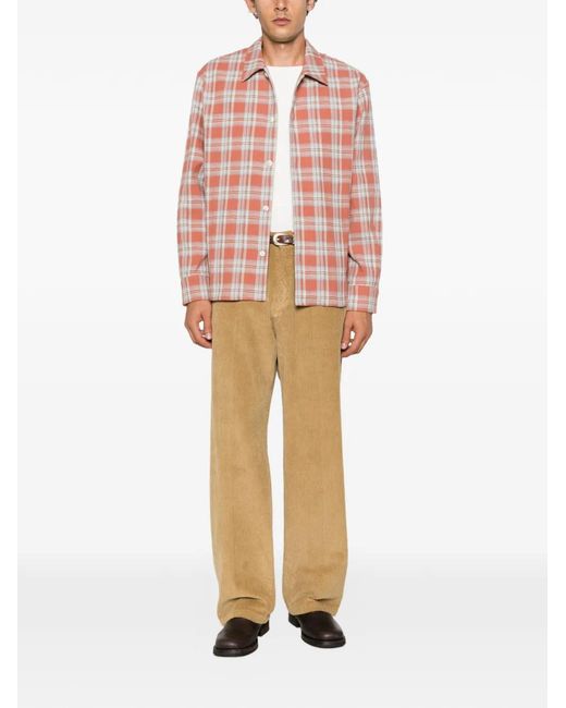 Second/Layer Red Check-Pattern Shirt for men
