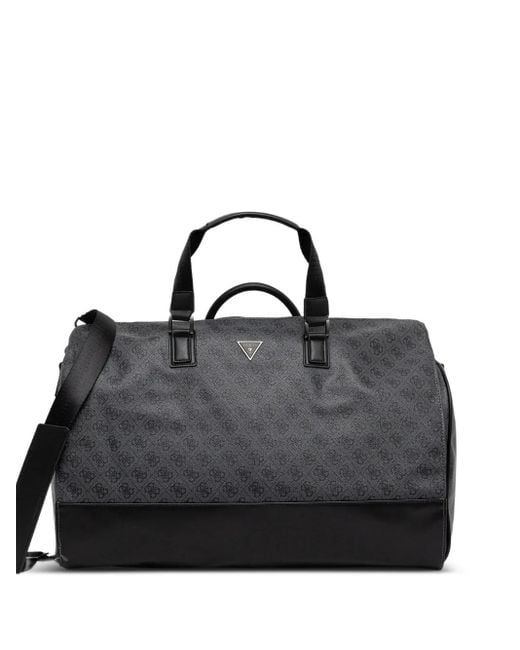 Guess Black Ibiza Monogram-Pattern Holdall for men