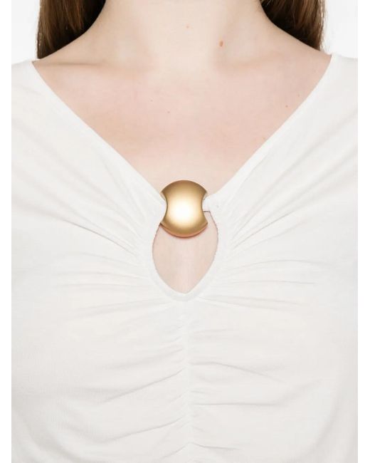 Clips White Gathered Detail Top