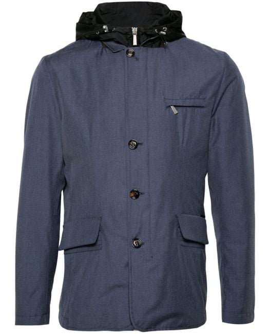 Moorer Blue Rodney-pum Layered-design Jacket for men