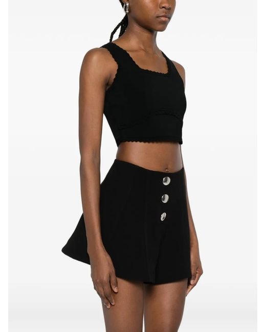 Sandro Black Cropped Decorative Knit Top