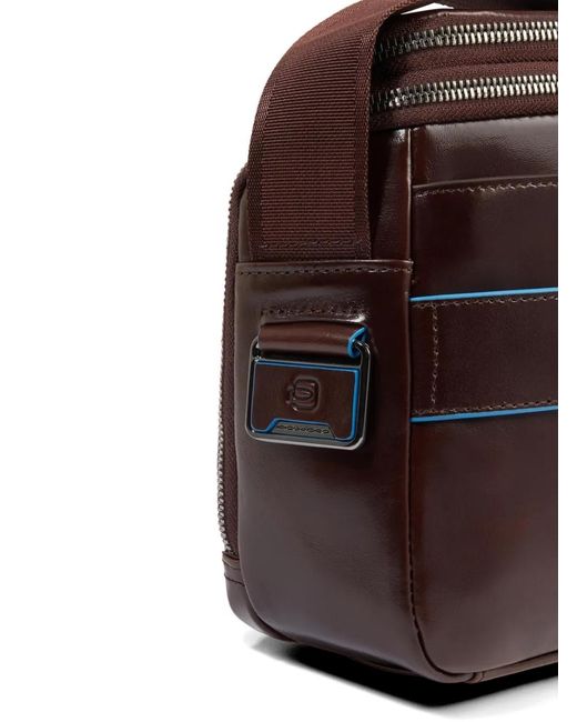 Piquadro Brown Personalizable Leather Crossbody Bag