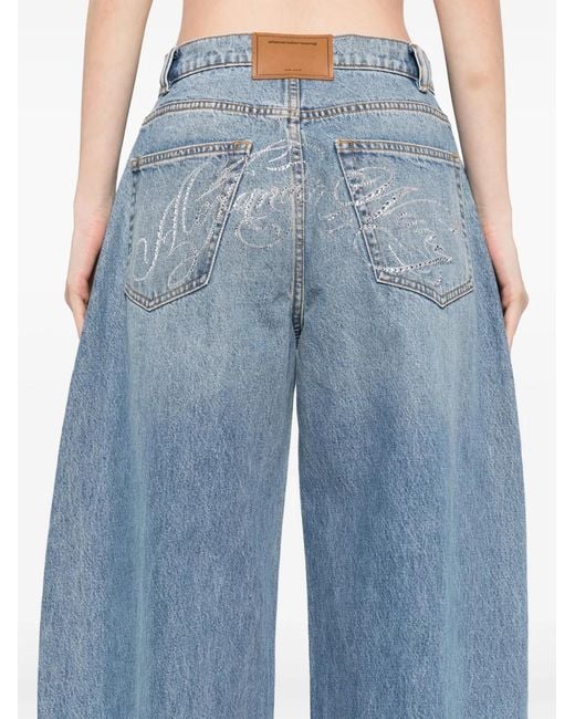 Alexander Wang Blue Rhinestone Embellishment Jeans