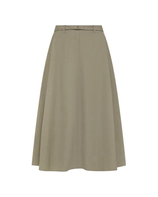 Seventy Natural Belted A-Line Midi Skirt