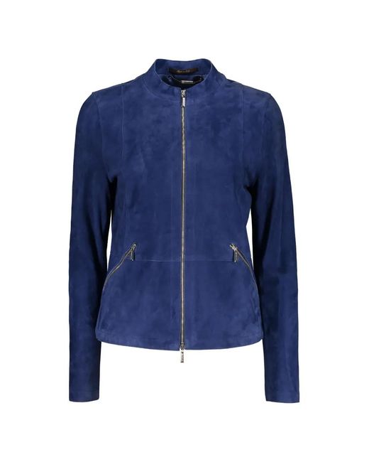 Moorer Blue Suede Zip-Up Jacket