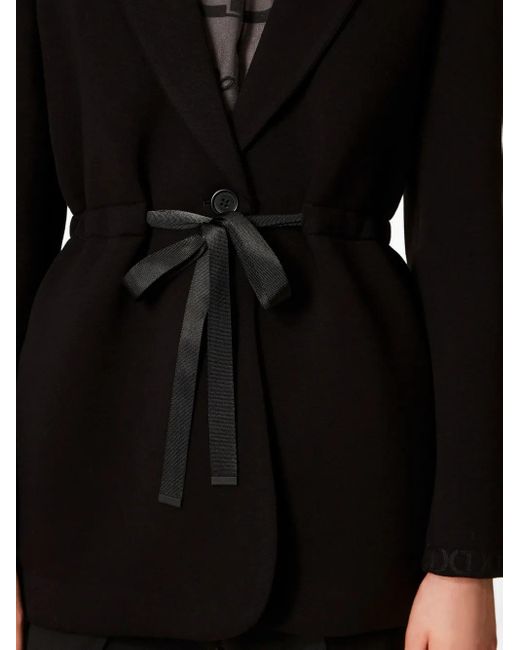 Twinset Black Scuba-Fabric Tie-Waist Blazer