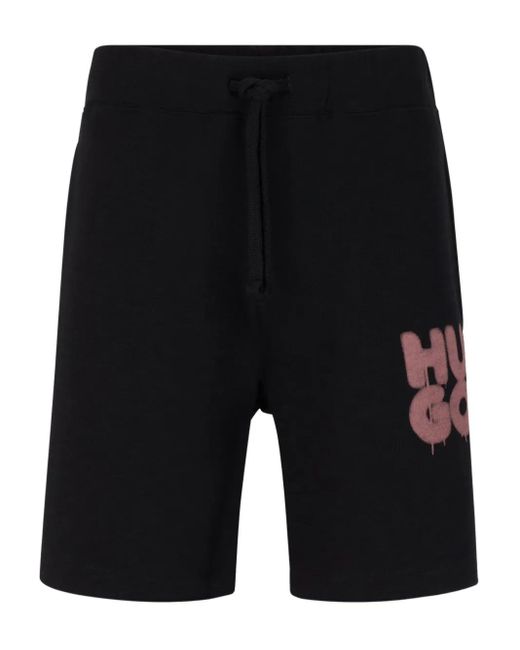 Bermudas Graffiti Logo con cordones HUGO de hombre de color Black