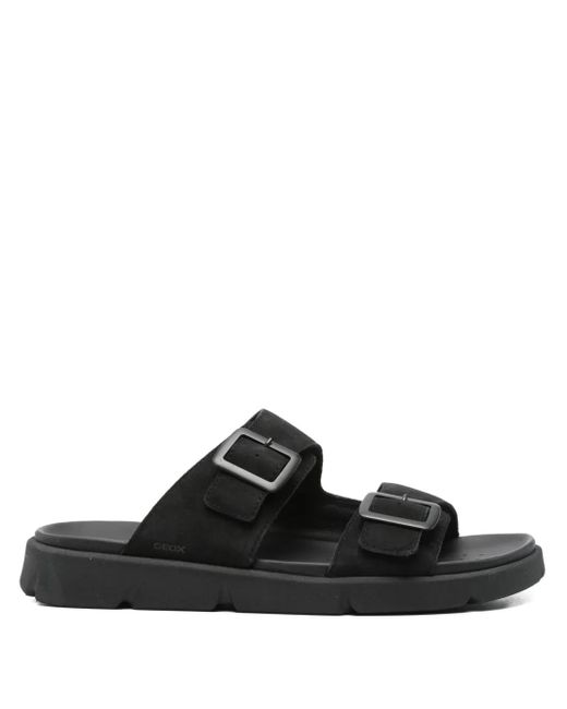 Geox Black Double Buckle Sandals for men