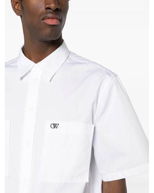 Off-White c/o Virgil Abloh White Emb Summer Heavycot Shirt for men
