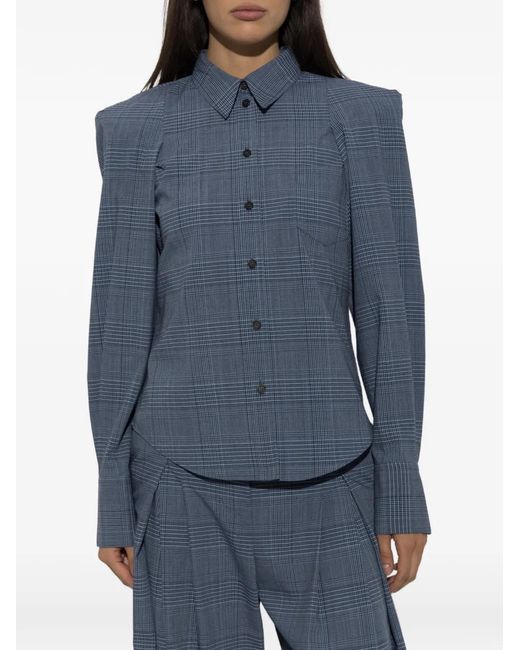 IRO Blue Check-Pattern Lidja Shirt