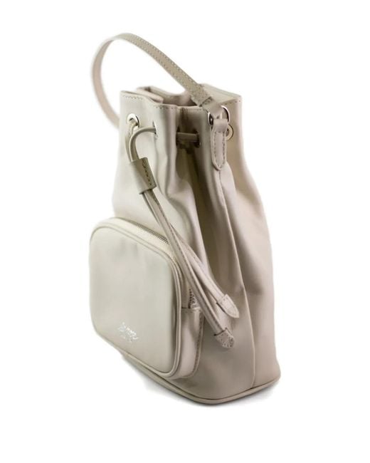 LA ROSE Natural Zip Leather Bucket Bag