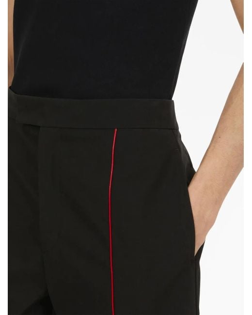 Ferragamo Black Contrasting-Trim Cotton Track Pants for men
