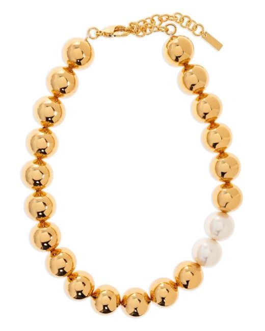 Moschino Metallic Faux-Pearl Beaded Necklace