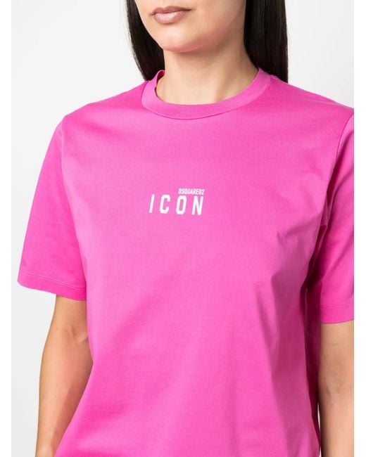 DSquared² Pink Icon-Print Cotton T-Shirt
