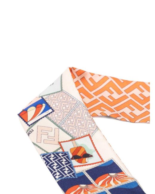 Fendi White Wrappy Ff-Logo Scarf