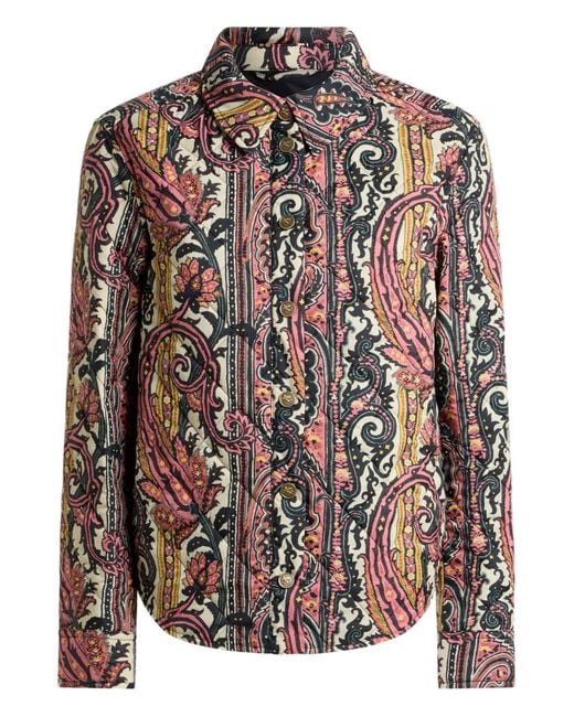 Etro Pink Quilted Paisley Foliage Jacket