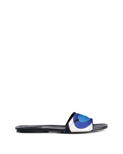 Emilio Pucci Blue Iride-Print Slides