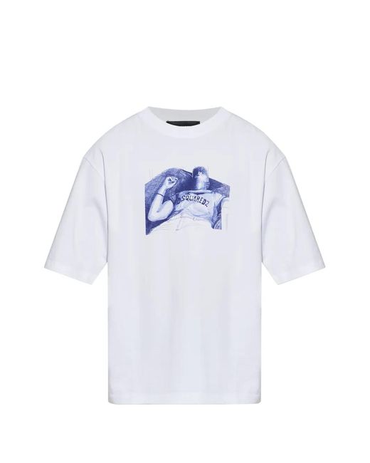 DSquared² White Graphic-Print T-Shirt for men