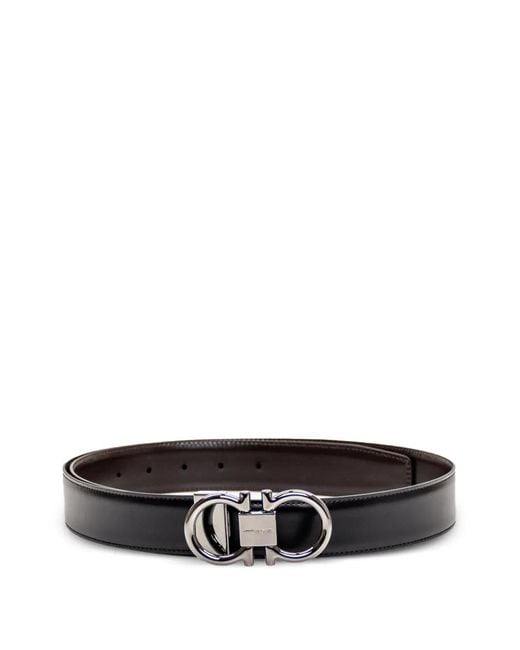 Ferragamo White Gancini-Buckle Belt for men