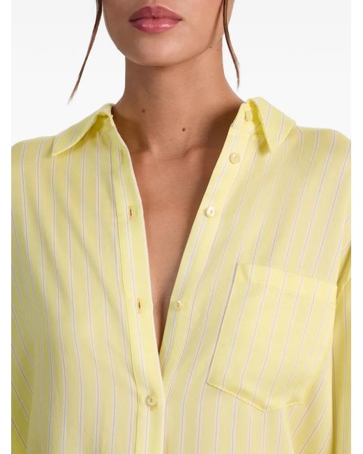 Alice + Olivia Yellow Chemise Finely Rayée À Coupe Oversize