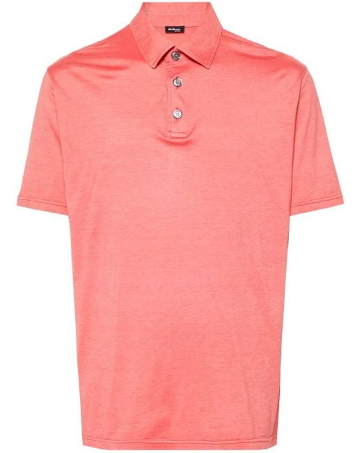 Kiton Pink Mélange Jersey Polo Shirt for men