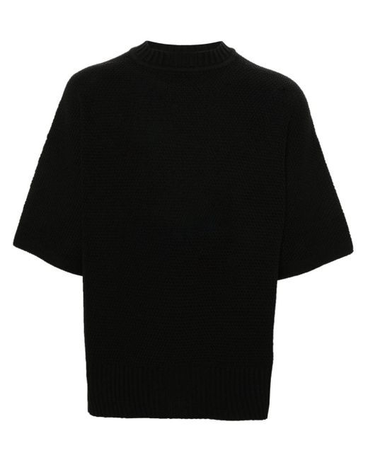 Homme Plissé Issey Miyake Black Straight-hem Knitted T-shirt for men