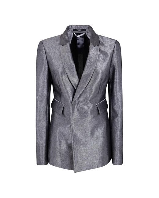 SAPIO Gray Metallic-Finish Denim Jacket