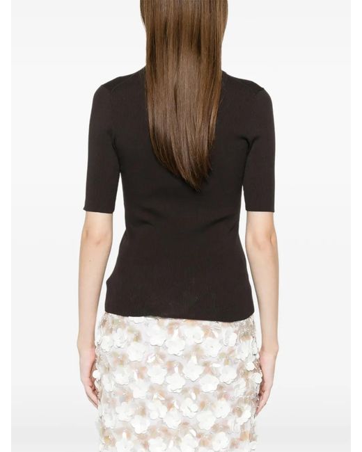 P.A.R.O.S.H. Black Buttoned Knitted Polo Shirt