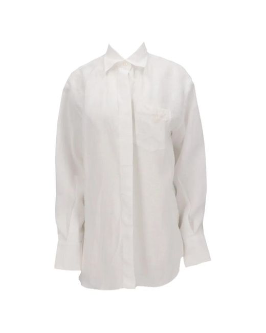 Isaia White Concealed-Button Long-Sleeve Shirt