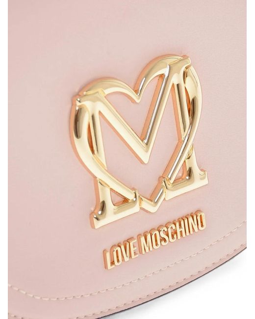 Moschino Pink Logo-Plaque Chain-Strap Crossbody Bag