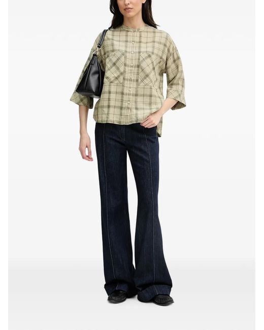 Barbour Green Orla Check-Pattern Button-Up Shirt