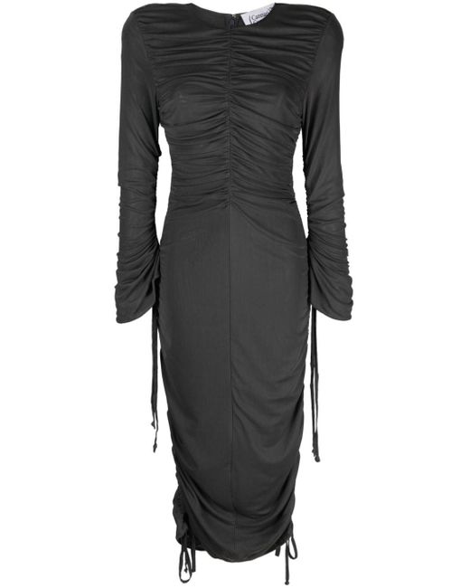 CANNARI CONCEPT Black W. Ruffles Long-sleeve Midi Dress
