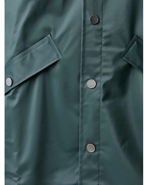 Rains Green Hooded Press-Stud Parka