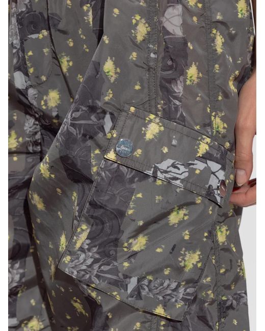 Ganni Black Floral-Print Cargo Trousers