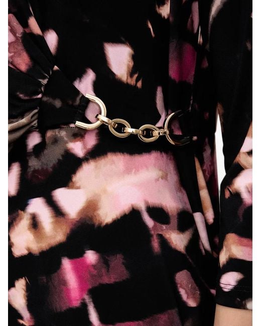 Joseph Ribkoff Black Midi Abstract-Print Wrap-Style Dress