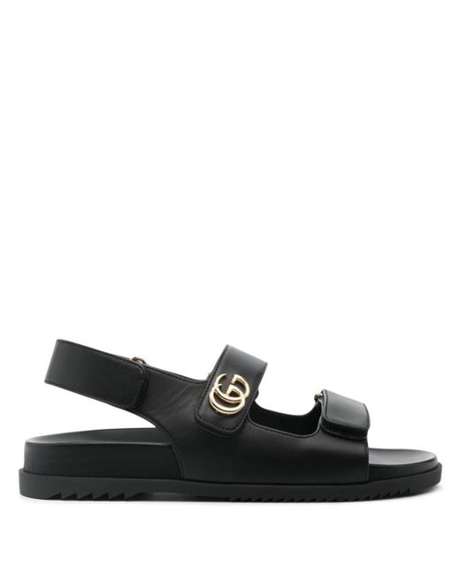Gucci Black Moritz Slingback-sandalen Aus Leder Mit Logoverzierung