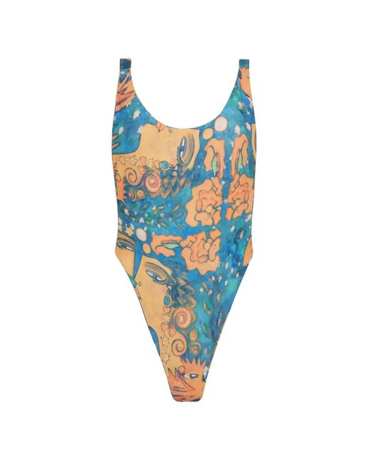 Donde Esteban Blue El Beso Scoop-Neck Swimsuit