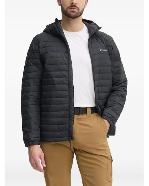 Piumino Trapuntato Con Cappuccio di Columbia in Blue da Uomo