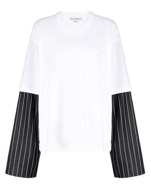 T-shirt en coton à manches contrastantes J.W. Anderson en coloris White