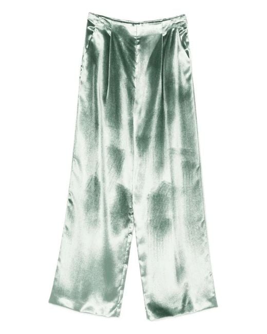Alberta Ferretti Green Wide-Leg Trousers
