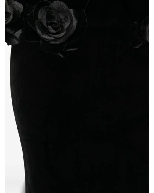 Adamaris Black Floral-Appliqué Maxi Skirt And Top Set