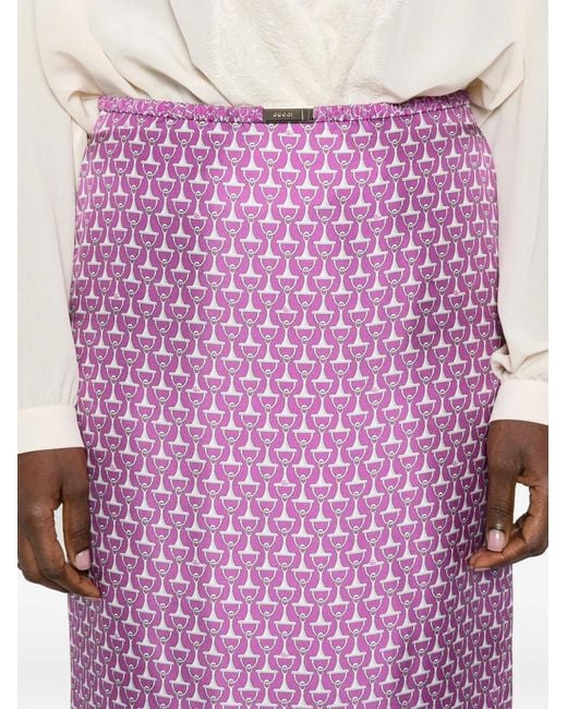Gucci Purple Horsebit-Print Midi Skirt