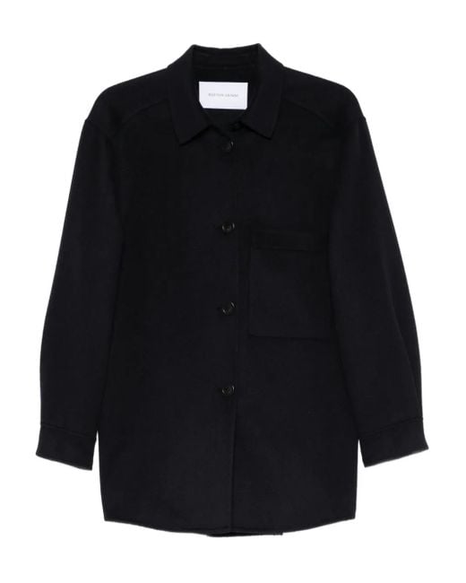 Iris Von Arnim Black Patch-Pocket Shirt Jacket