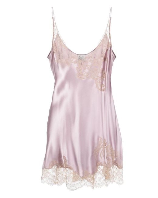 Carine Gilson Pink Babydoll Lace-trim Slip Nightdress