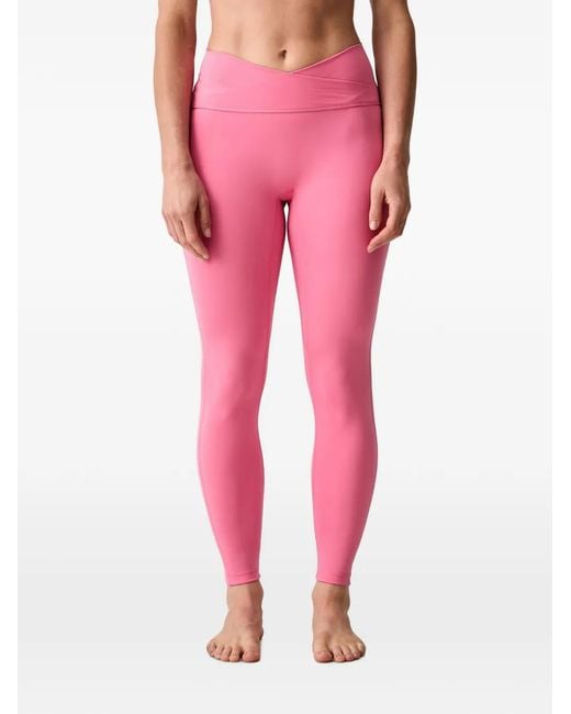 Adidas Pink Logo-Print Crossover-Waist Leggings