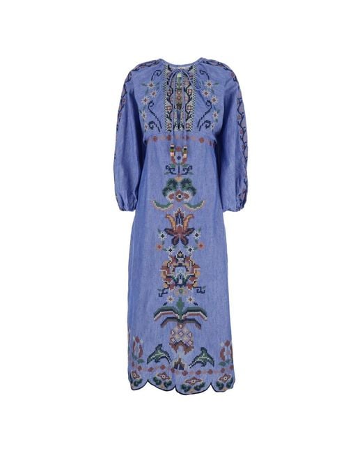 farm rio stitched garden cotton midi dress Farm Rio Stitched Garden Midi Dress