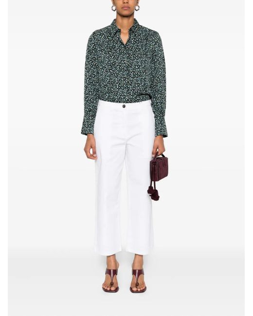 Marc O' Polo Green Floral-Print Button-Down Shirt