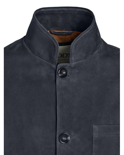 Tod's Blue Buttoned Suede Jacket for men